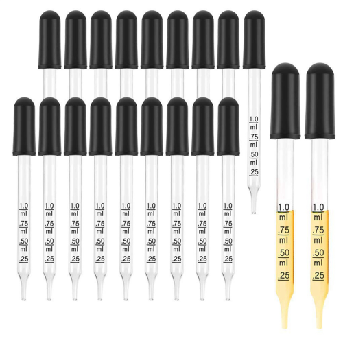 60 pipettes compte-gouttes en verre de 1 ml avec ventouse noire 2