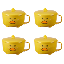 4x Eendenramennoedelkom met deksel, schattig roestvrijstalen keukenfruit