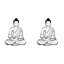 2 adesivi murali fai da te neri con Buddha in meditazione, decalcomania rimovibile, murale artistico