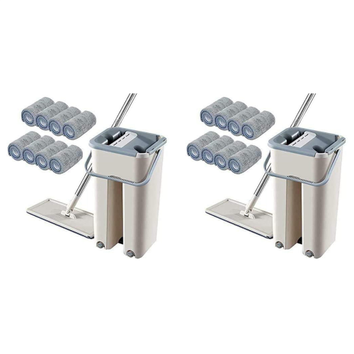 2X Floor 360 Degree Rotation Telescopic Handle Self-Cleaning Flat Mop 2