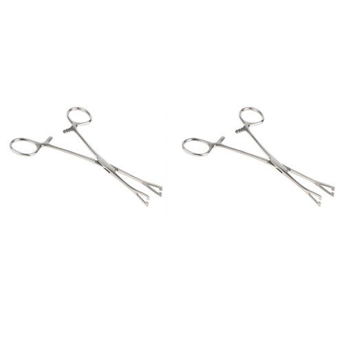 2X Triangle Opening Plier Clamp Piercing Forcep Tool Stainless Steel B