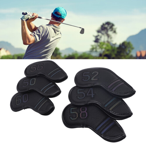 Set da 6 copri teste in pelle PU per ferri da golf nero