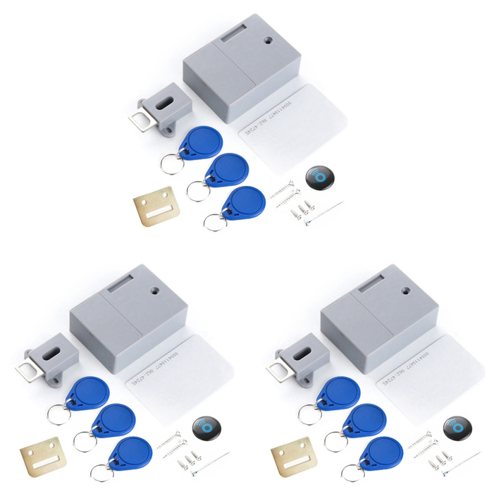 3X Rfid Electronic Cabinet Lock Dark Hidden For Wooden Locker Drawer S 4851780641046