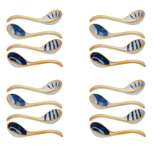 4X Ceramics Soup Spoons Set of Japanese Spoon Long Handle for Pho Rame