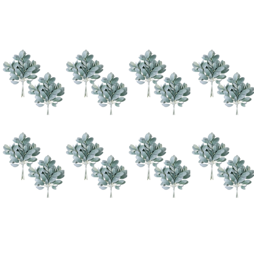64Pcs Artificial Flocked Lambs Ear Leaves Stems Faux Lamb'S Branches P 1