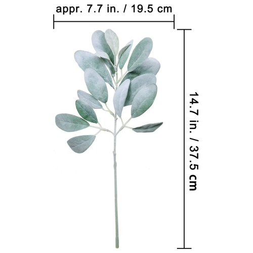64Pcs Artificial Flocked Lambs Ear Leaves Stems Faux Lamb'S Branches P 2