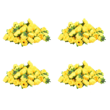 Yellow Fabric Silk Artificial Rose Flower Heads for Decoration Pack of