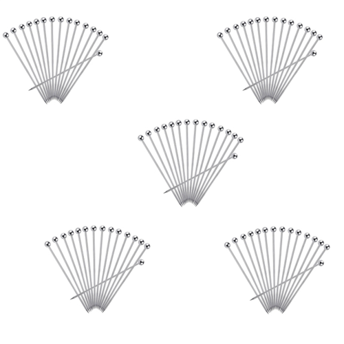 Lot de 75 pics à cocktail réutilisables en acier inoxydable de 10 cm