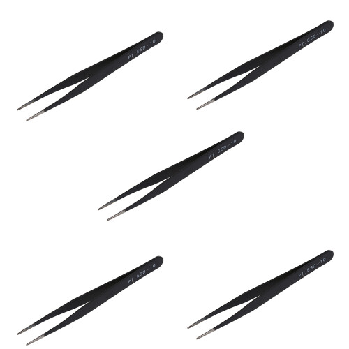 Pinzas de punta recta de metal negro 5X