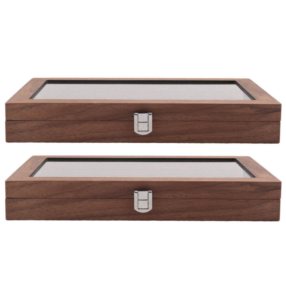 Estuche Para Guardar BolíGrafos De Nogal Con 2 Compartimentos De 12 Rejillas, Ideal Para Exhibir Y Regalar A Estudiantes.-image