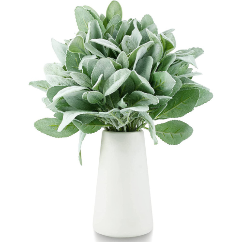 72 Pcs Artificial Flocked Lambs Ear Greenery Stems Faux Lamb's Decor 2