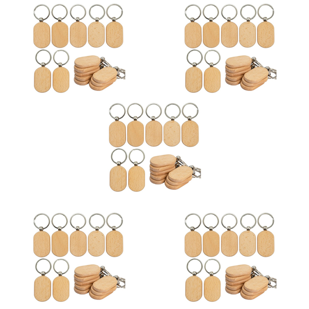 Blank Wooden Key Tag Diy Wood Keychains Engraving Blanks 100 Pack 4851780655104