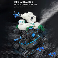 Remote Control Tank with 360 Rotation, Water Spray, 2.4G Rechargeable, 28x22x18cm Black