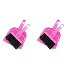 2X Büro Hause Auto Reinigung Mini Schneebesen Besen Kehrschaufel Set Rosa Schwarz