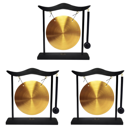 3X Mini Desktop Gong Table Wind Chime Percussion Instrument Cymbals Go