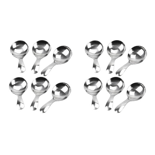 12 Pcs Stainless Steel Short Handle Spoons Mini Salt Condiments Spoon