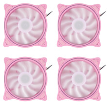 4pcs 12Cm Cooling Fan Aperture Inside and Outside Light Pink LED Silen