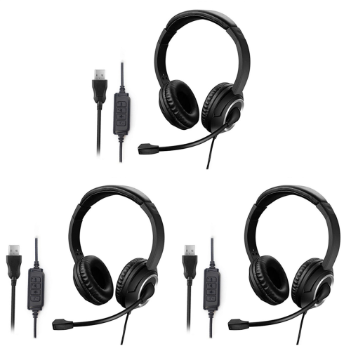 3X Wired USB Headset Call Center with Microphone Game Noise Canceling 1