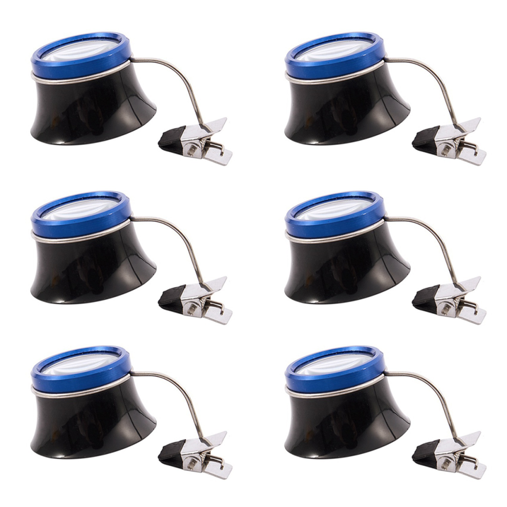Torribaly 6Pcs 5X Clip-On Eye Loupe Eyeglass Magnifier Magnifying Glass Lens For