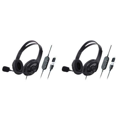 2X Wired USB Headset Computer Teaching Telephone with Microphone Type- 1