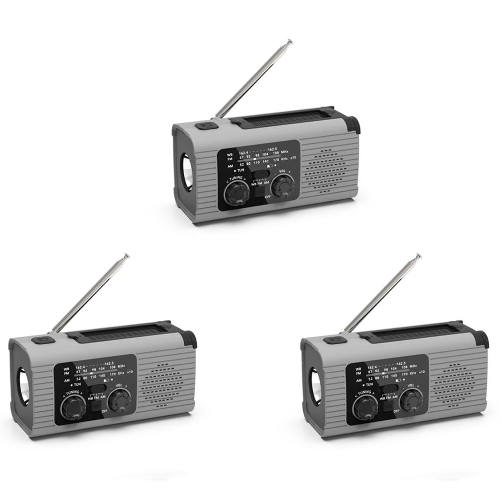3X Emergency Weather Radio, 4000Mah Alert Radio Solar Charging, Hand C 4851780672750