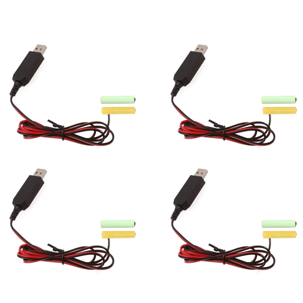 4X Usb 5V To 3V Lr03 Aaa Dummy Battery Eliminators Cable For Remote Co 4851780668791