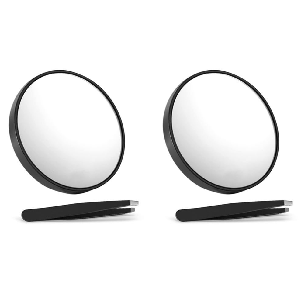 Torribaly 2Pcs 10X Magnifying Mirror With Tweezers Magnified Makeup 2 Suction Cu