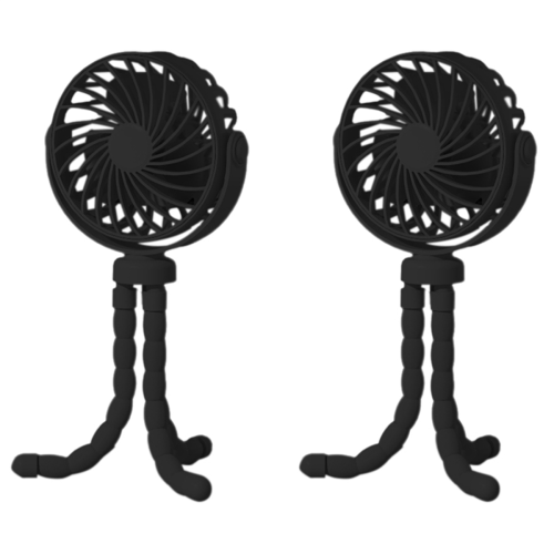 2X Octopus Fan, Desktop Camping USB Rechargeable Tripod with Light Fan 1