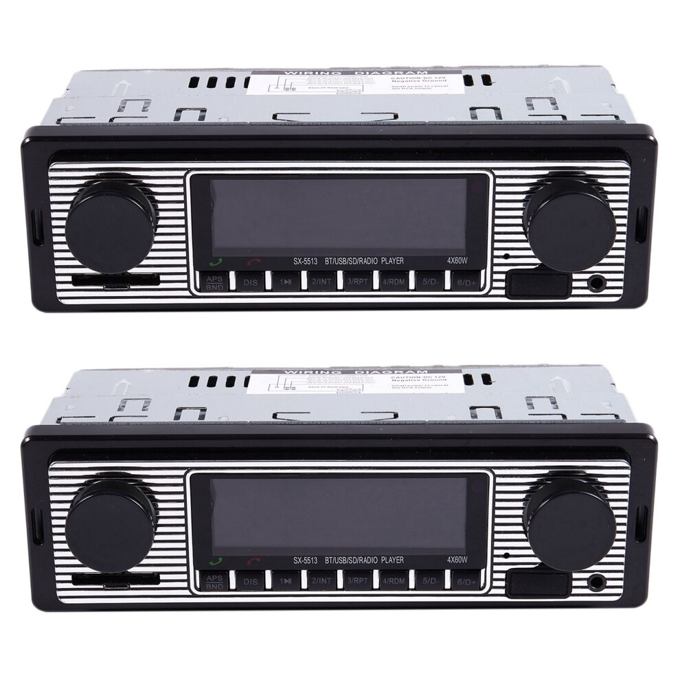 2X Bluetooth Vintage Car Radio Mp3 Player Stereo Usb Aux Classic Audio 4852109533615