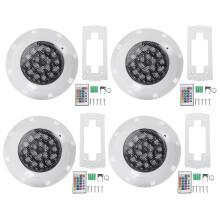 4X 7 Colors 24V 18W LED RGB Underwater Swimming Pool Bright Light /Rem