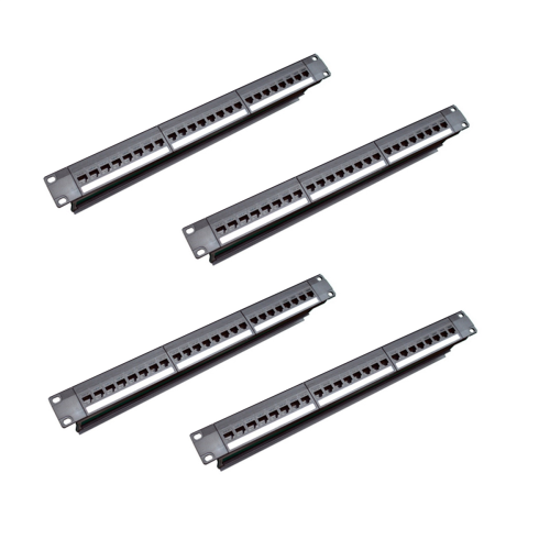 4X 19 ιντσών 1U καμπίνας Rack Pass-Through 24 θυρών CAT6 Patch Panel RJ45 C