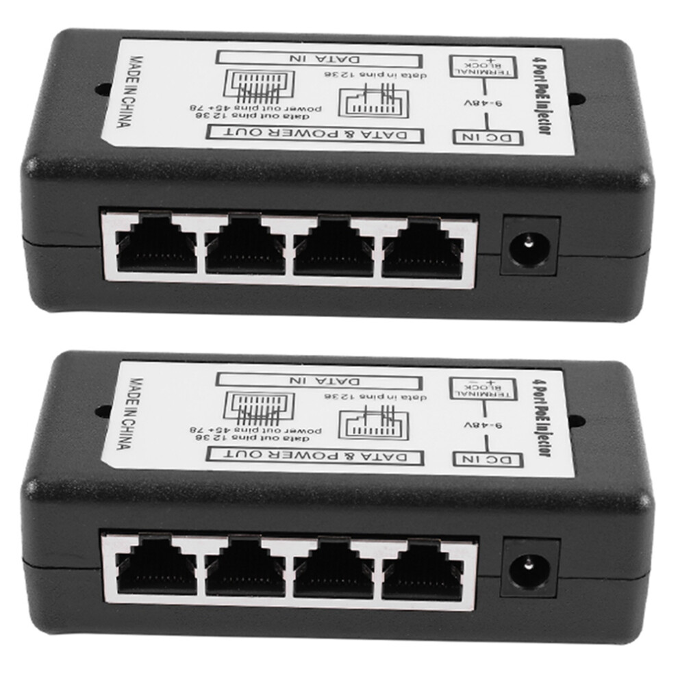 2X 4 Port Poe Injector Power Adapter Ethernet Supply Pin 4,5(+)/7,8(-)-image-OPC-PJDJWPK-NEW