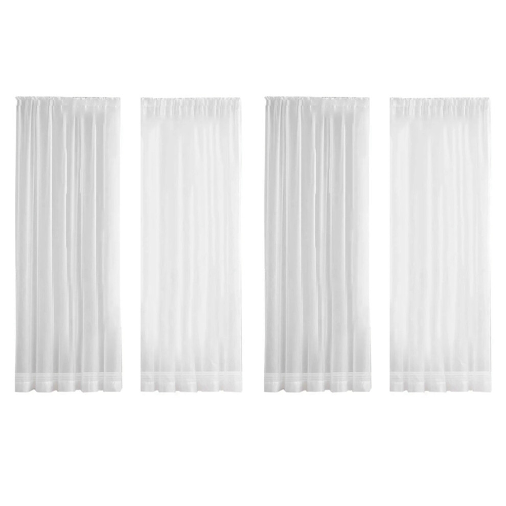 Cortinas Transparentes Blancas Para Ventana, 84 Pulgadas De Largo, 4 Paneles, Varilla BáSica Transparente-image
