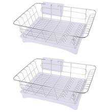 Stainless Steel Dish Drainer Drying Rack with 6-Piece Set Removable Ru