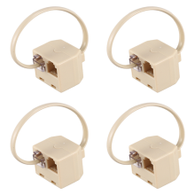4X RJ11 6P4C 2-weg stopcontact telefoonaansluiting lijn splitter adapter beige