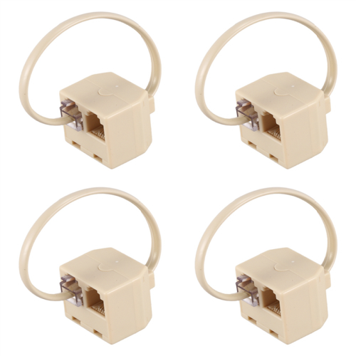 4X RJ11 6P4C 2-way πρίζα τηλεφώνου, προσαρμογέας διαχωριστή γραμμής, μπεζ