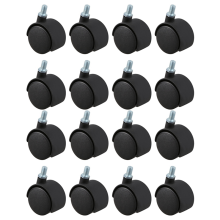 Kunststoff-Lenkrolle, 8 mm Gewindeschaft, 1,5 Zoll Durchmesser, Rad, 16 Stück, Schwarz