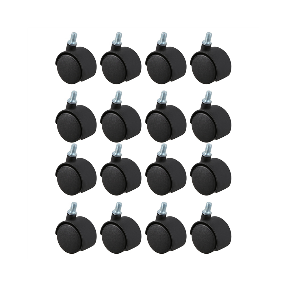 Plastic Swivel Caster 8Mm Screw Stem 1.5-Inch Dia Wheel 16 Pcs Black 4852109574557