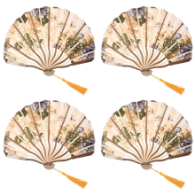 4X Ventaglio da ballo pieghevole in bambù con fiore di peonia in stile classico Bei