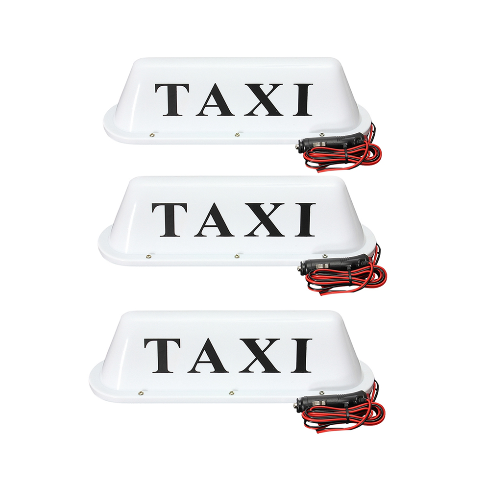 3X Weiß Wasserdicht Taxi Magnetische Basis Dach Top Auto Cab Led Zeichen Licht-image