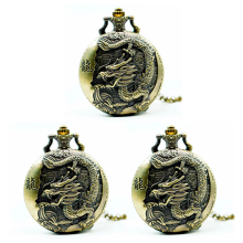 Orologio da tasca retrò nostalgico in stile cinese con decorazioni in bronzo 3X Large