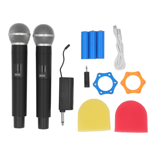 Conjunto de micrófonos inalámbráticos para karaoke de 2 x 1800 mAh con receptor 2