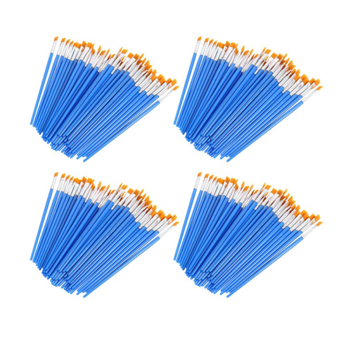 Set di pennelli per bambini da 200 pezzi, in nylon, con setole piatte, piccoli, per olio e acquerello.