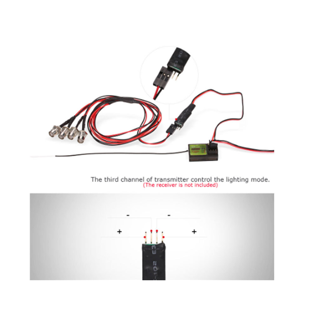 10X 4 Led-Lichtset 2 Wit/Rood Met 3Ch-Lampbedieningspaneel Voor 1/10 1-image