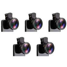 5pcs Fish Eye Phone Lens, 0.45X with HD Camera Lens Macro Clip Wide An
