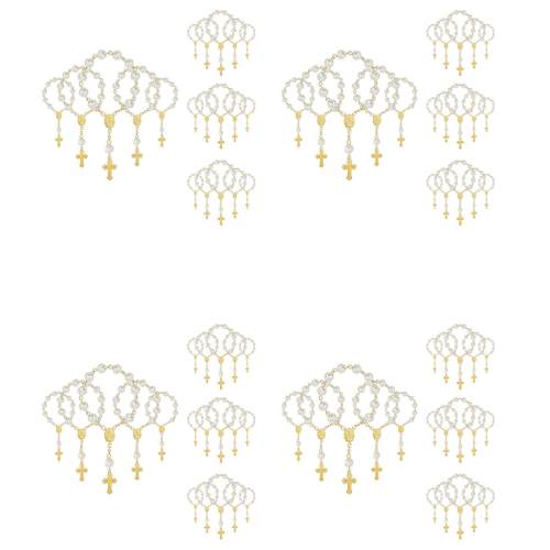 Lot de 80 mini chapelets et perles acryliques pour baptême 1