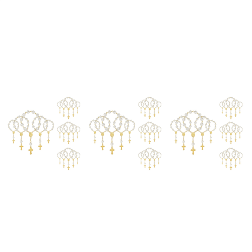 Lot de 60 mini chapelets et perles acryliques pour baptême 1