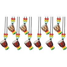 Colliers d'instruments, 10 pièces, Mini pendentif tambour Djembé en bois africain
