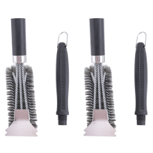 2x Grillborstel en schraper zonder borstelharen, BBQ-accessoires voor buiten