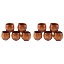 Juego de té de 10 piezas, taza pequeña de madera verde con madera natural para beber vino